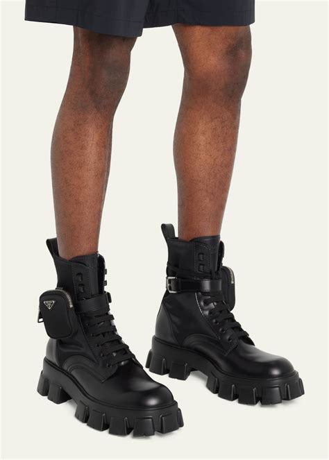 prada zip-picket combat boot|Prada Men's Re.